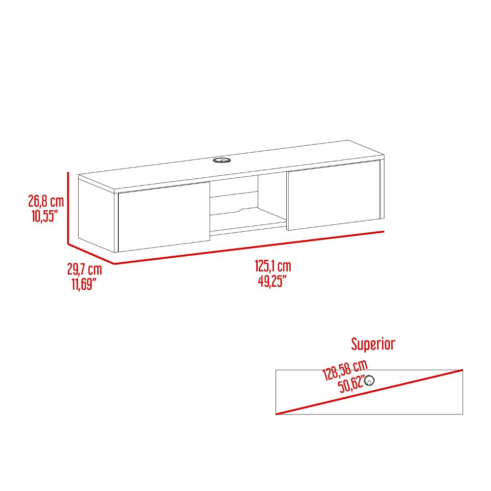 Mesa Para Tv Flotante Gleid, Blanco, con Dos Puertas Abatibles