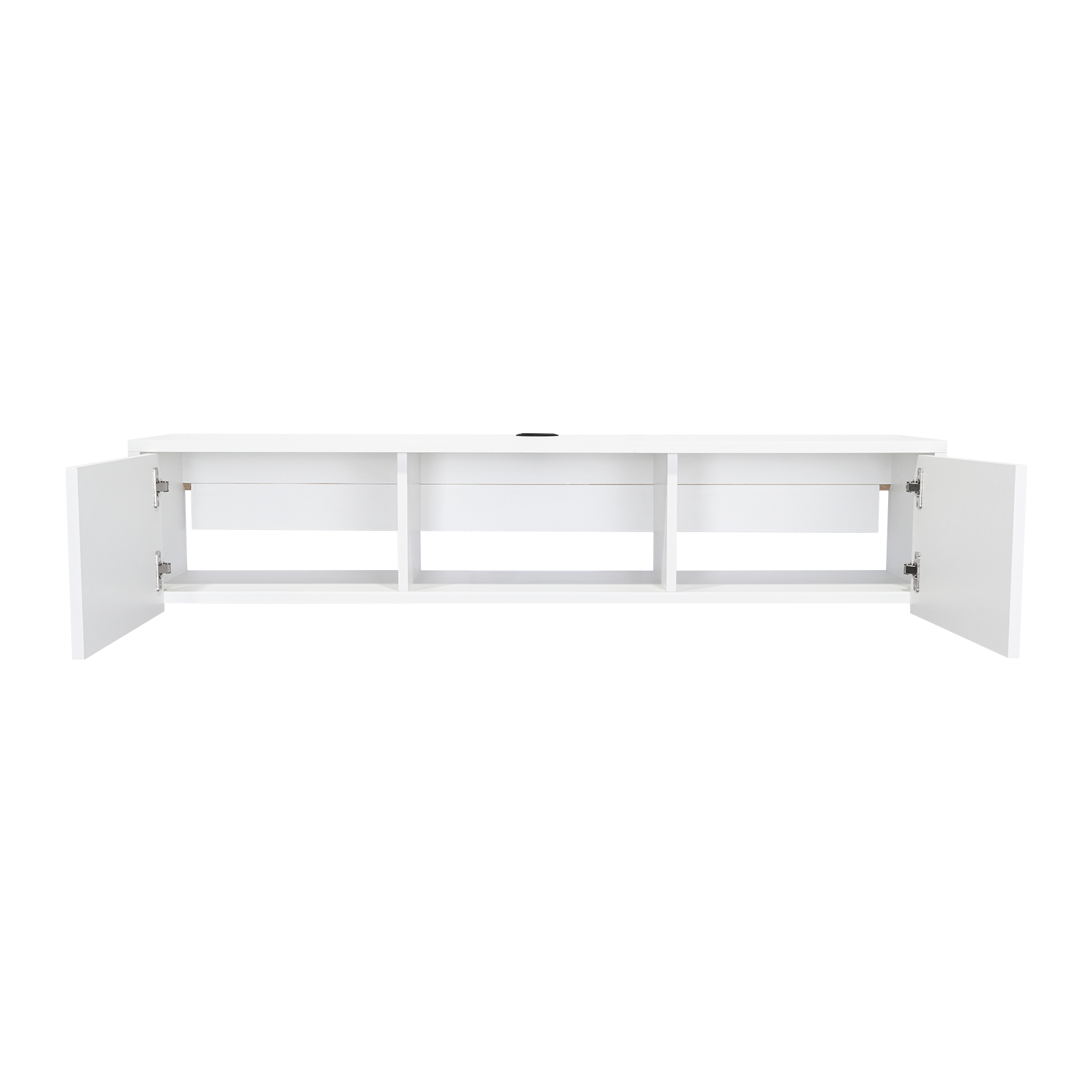 Mesa Para Tv Flotante Gleid, Blanco, con Dos Puertas Abatibles
