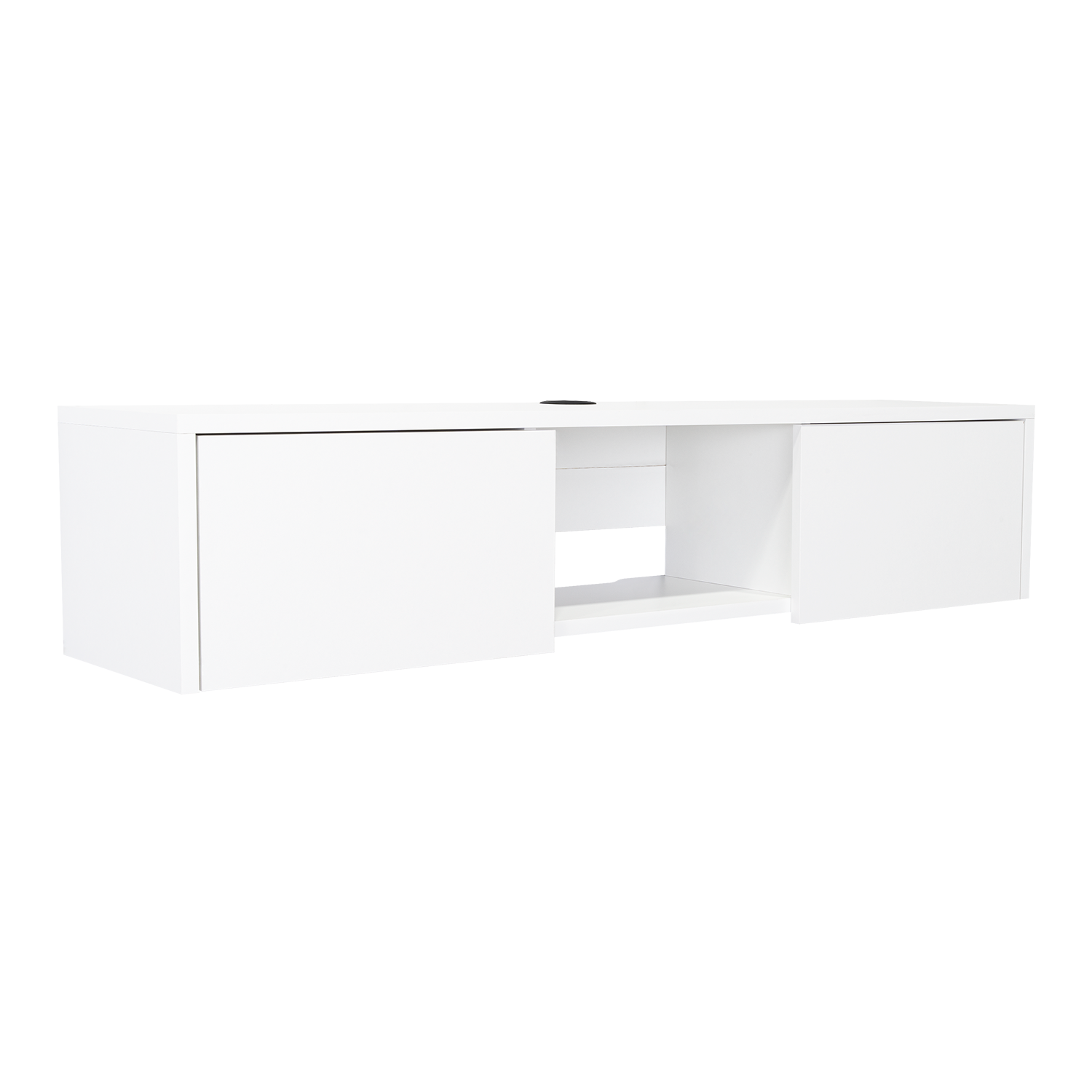 Mesa Para Tv Flotante Gleid, Blanco, con Dos Puertas Abatibles