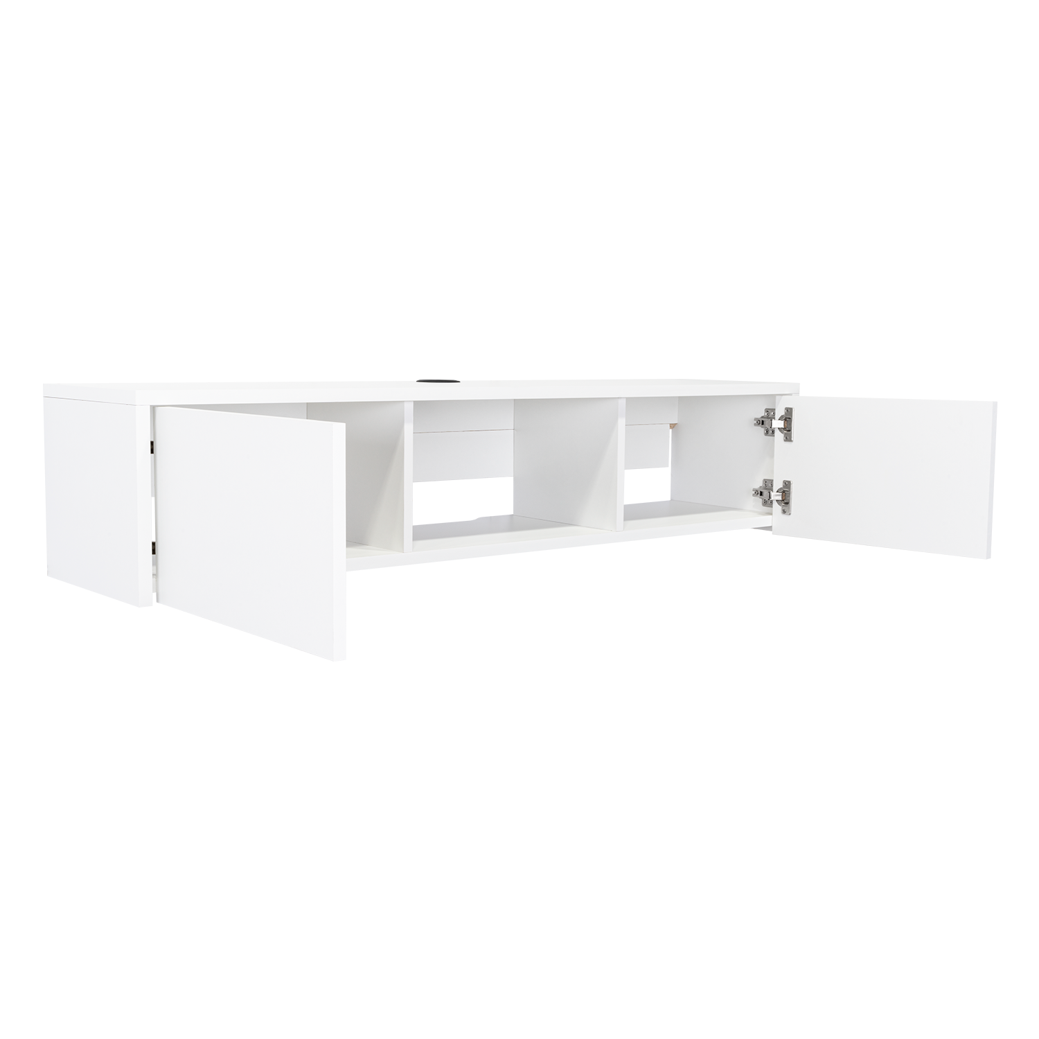 Mesa Para Tv Flotante Gleid, Blanco, con Dos Puertas Abatibles