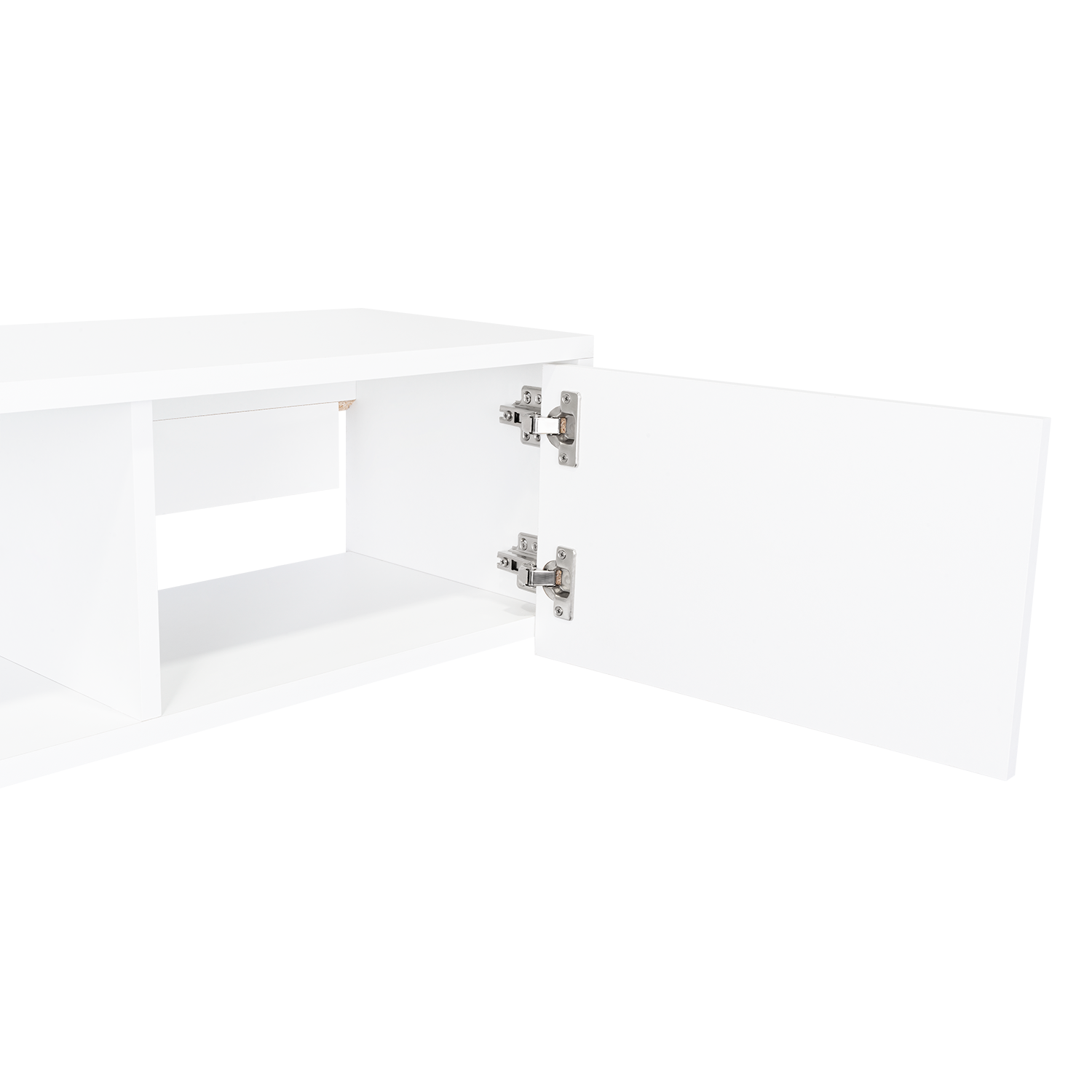 Mesa Para Tv Flotante Gleid, Blanco, con Dos Puertas Abatibles