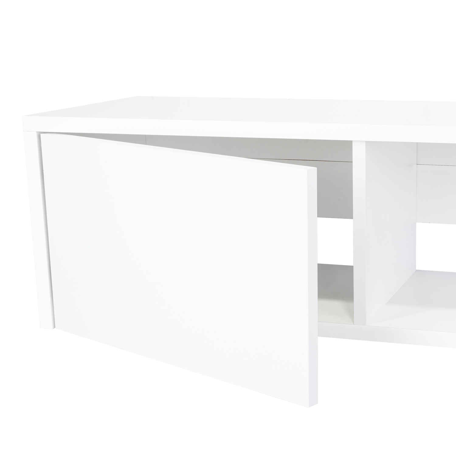 Mesa Para Tv Flotante Gleid, Blanco, con Dos Puertas Abatibles