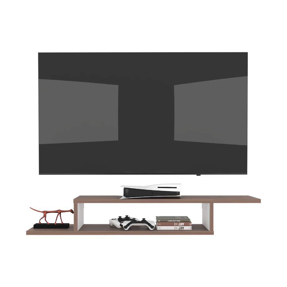 Mesa Para Tv Flotante Dilix, Castaño y Blanco, con superficie para objetos decorativos
