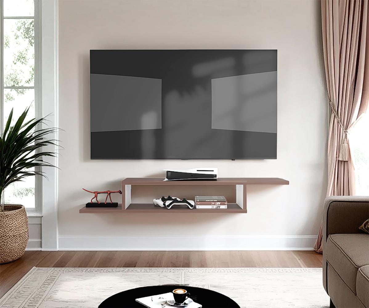Mesa Para Tv Flotante Dilix, Castaño y Blanco, con superficie para objetos decorativos