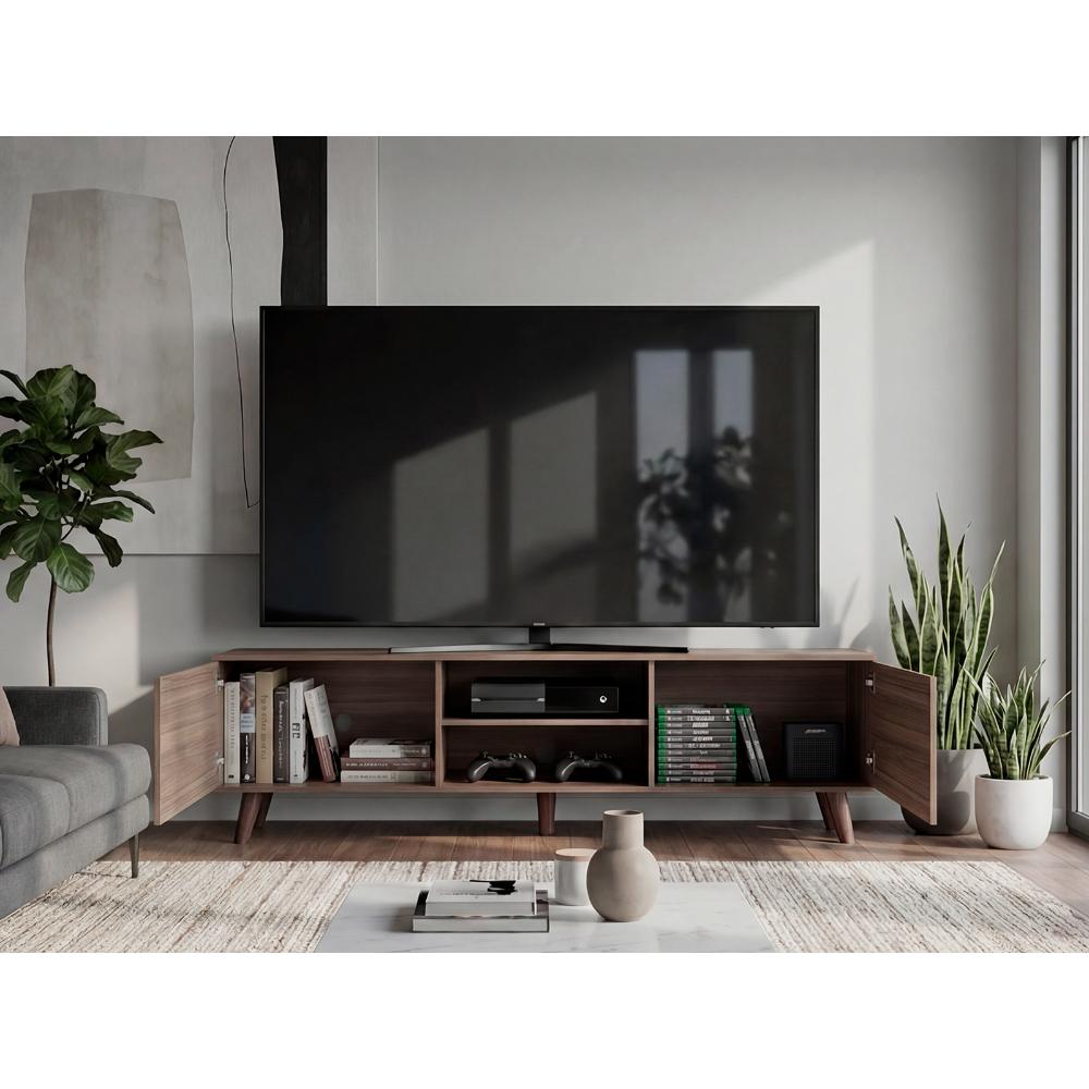 Mesa para TV Telmo, Avellana, con Espacio para TV hasta de 80 Pulgadas