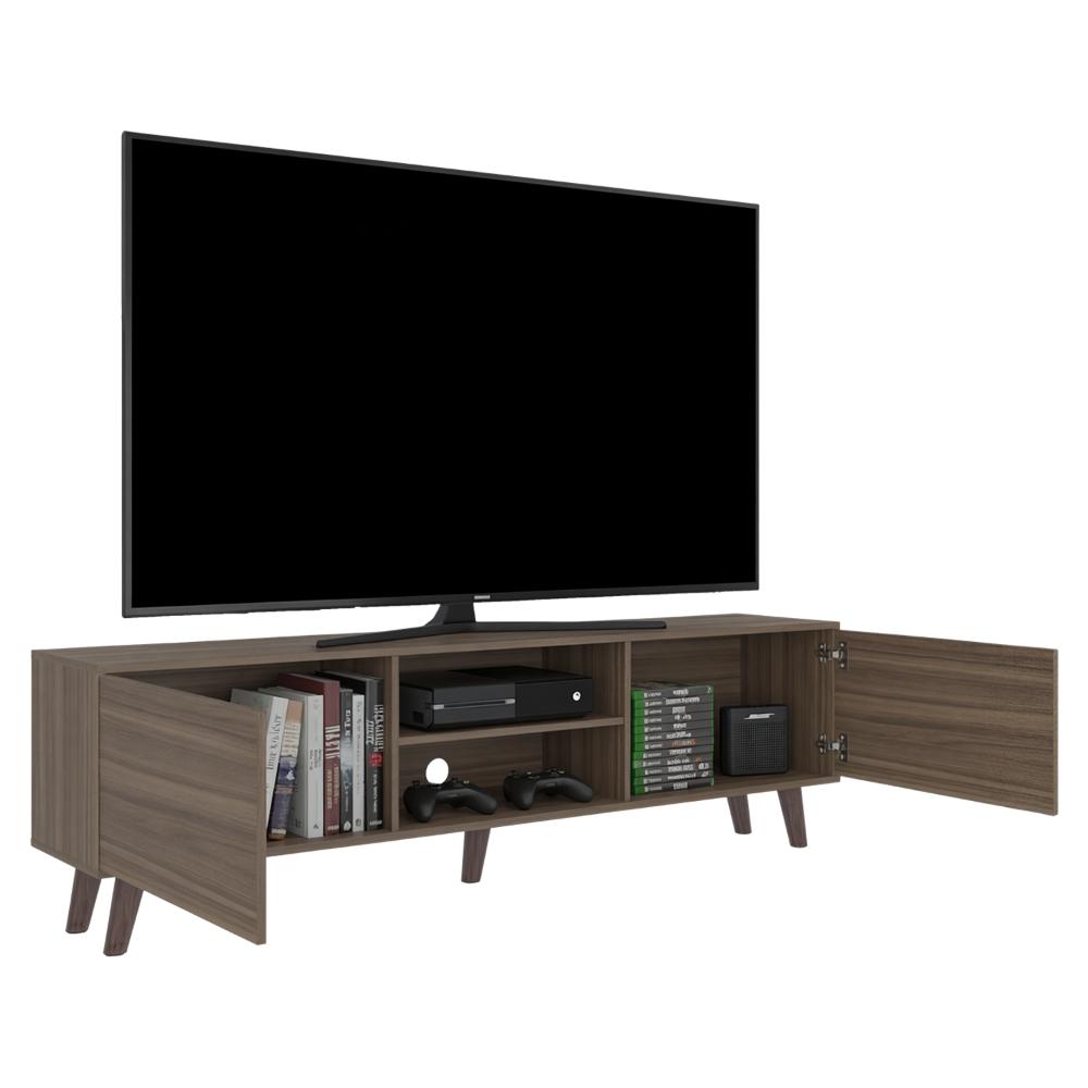 Mesa para TV Telmo, Avellana, con Espacio para TV hasta de 80 Pulgadas
