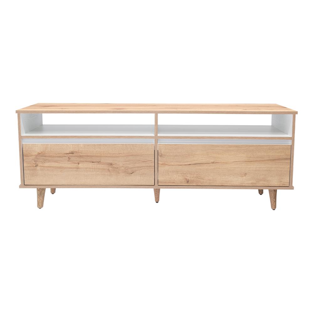 Mesa Para Tv Durham, Café Claro y Blanco, con Espacio Para Televisor de Hasta 60 Pulgadas