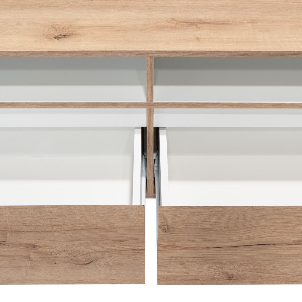 Mesa Para Tv Durham, Café Claro y Blanco, con Espacio Para Televisor de Hasta 60 Pulgadas