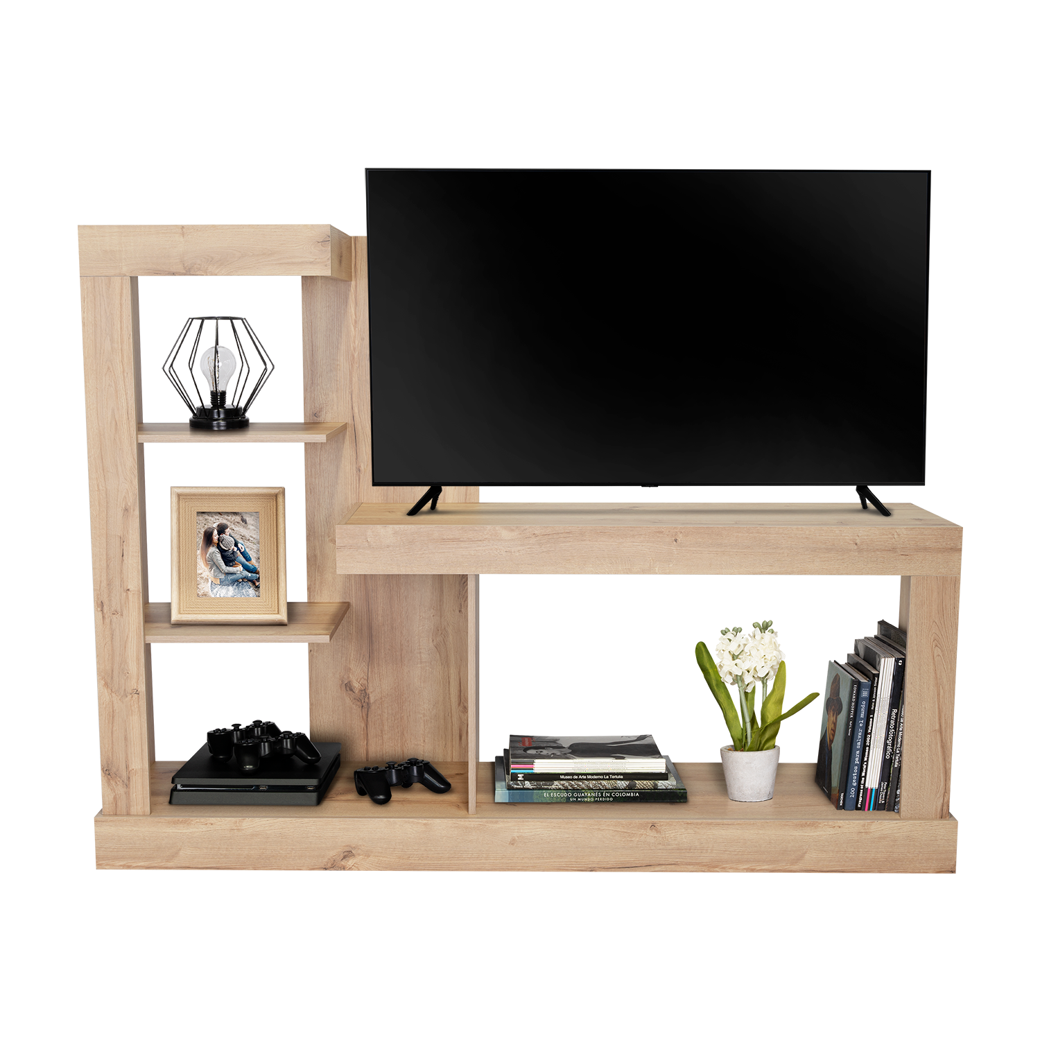 Mesa Para Tv Samir, Café Claro, con Espacio Para Televisor de Hasta 55 Pulgadas