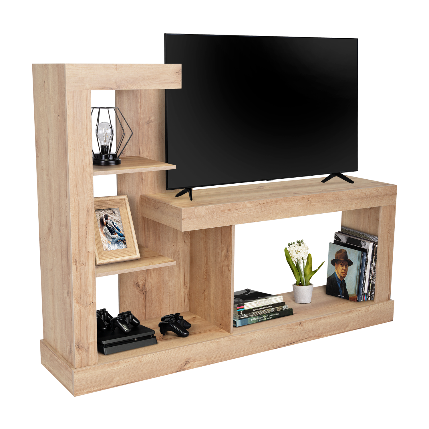 Mesa Para Tv Samir, Café Claro, con Espacio Para Televisor de Hasta 55 Pulgadas