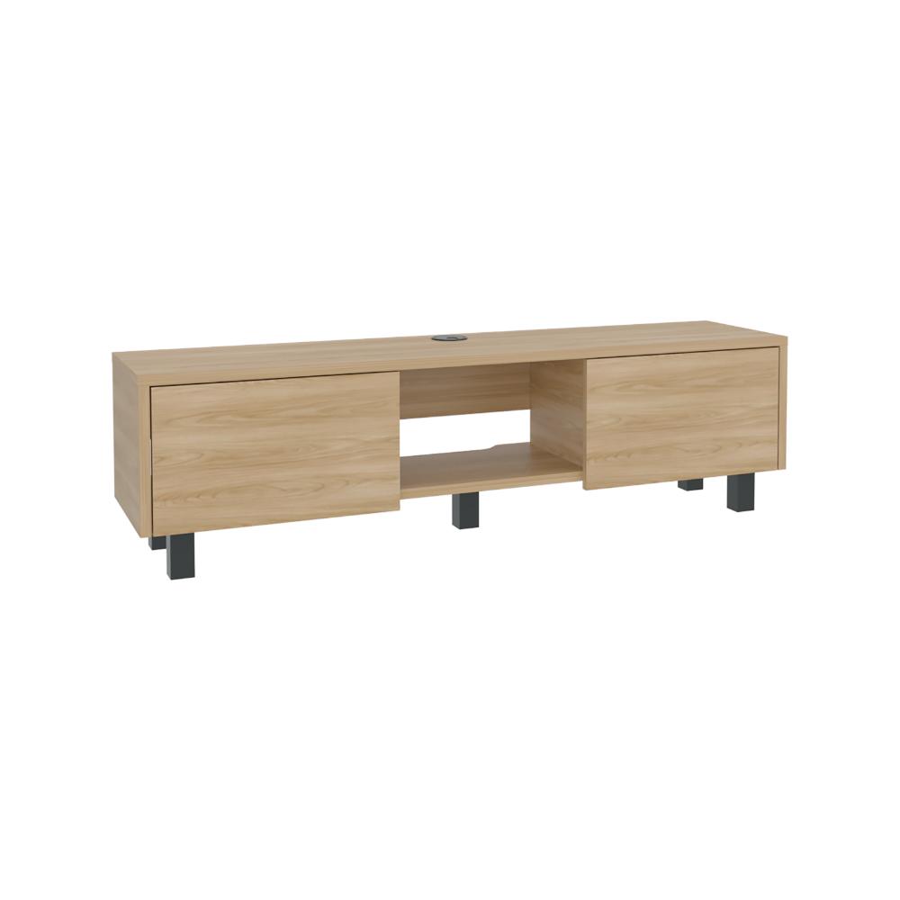 Mesa Para Tv Flotante Gleid, Fresno Europeo, con Dos Puertas Abatibles