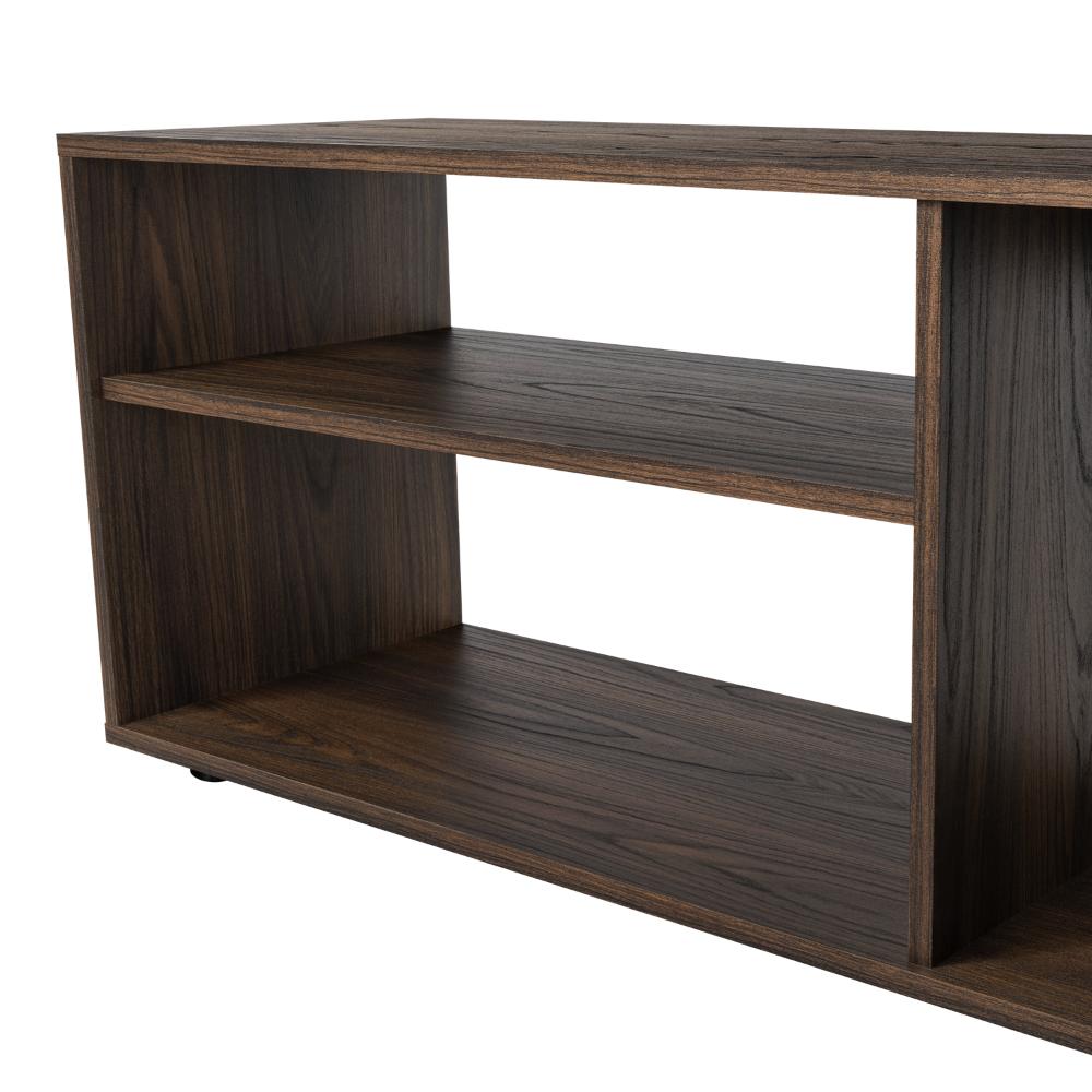 Mesa para TV Sunta, Nogal Europeo, Con amplios espacios para ubicar dispositivos de entretenimiento 70"