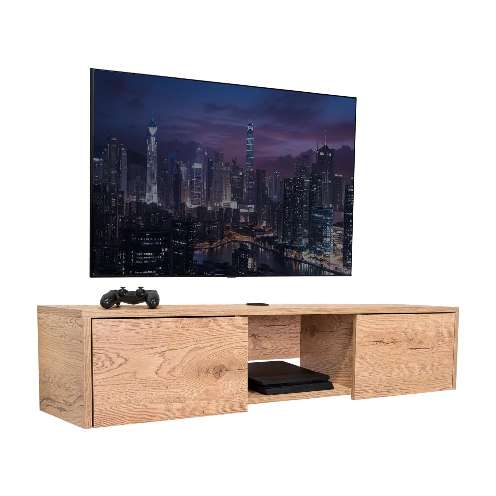 Mesa Para Tv Flotante Gleid, Macadamia, con Dos Puertas Abatibles sin inv