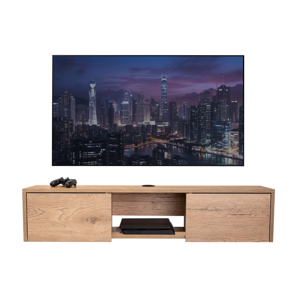 Mesa Para Tv Flotante Gleid, Macadamia, con Dos Puertas Abatibles sin inv