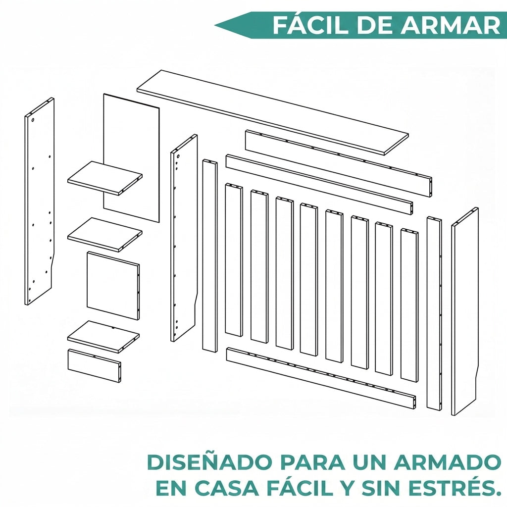 Cubierta para Radiador Joseph, Nogal, Con espacios para objetos decorativos ZF