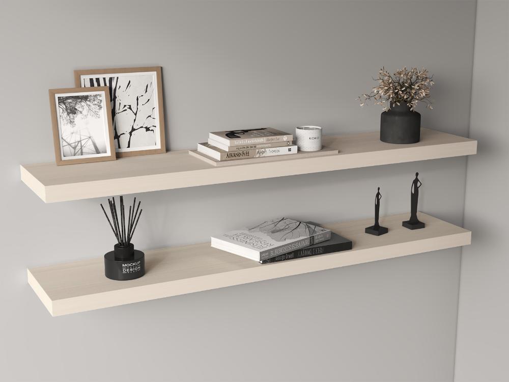 Repisa Flotante Shelf 120, Nevado, con espacio para colocar objetos decorativos X2 unidades ZF