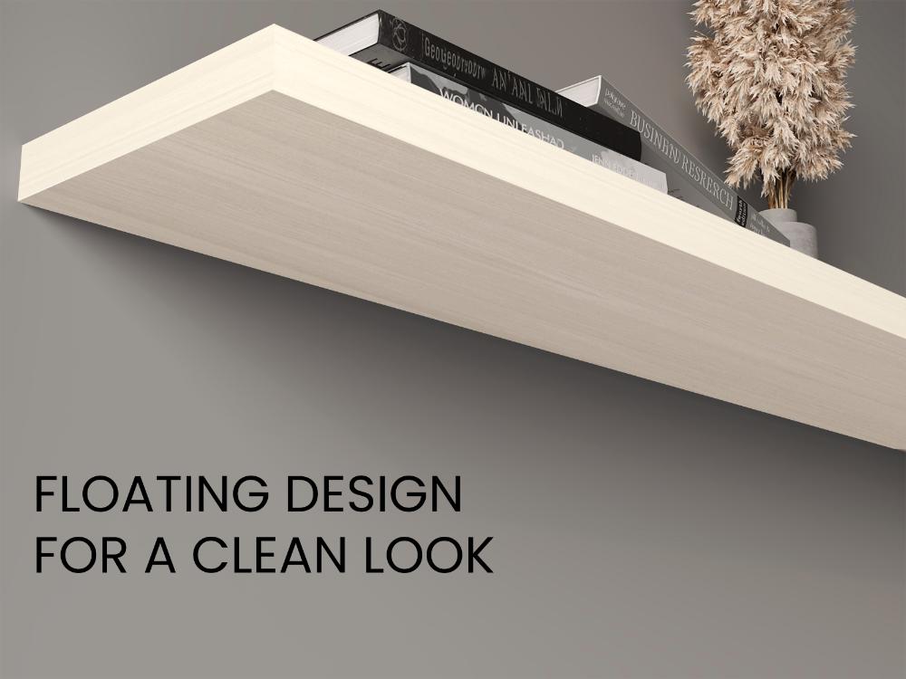 Repisa Flotante Shelf 120, Nevado, con espacio para colocar objetos decorativos X2 unidades ZF