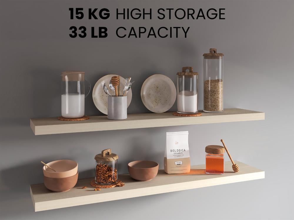 Repisa Flotante Shelf 120, Nevado, con espacio para colocar objetos decorativos X2 unidades ZF