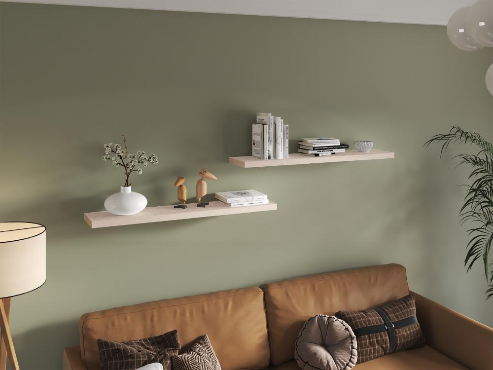 Repisa Flotante Shelf 120, Nevado, con espacio para colocar objetos decorativos X2 unidades ZF