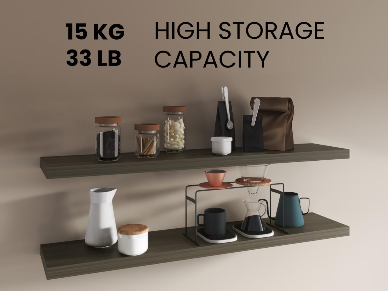 Repisa Flotante Shelf 120, Canela, con espacio para colocar objetos decorativos X2 unidades