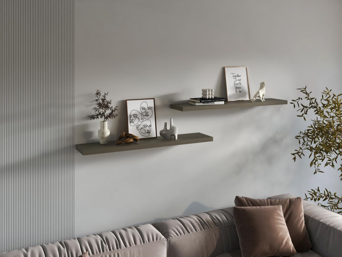 Repisa Flotante Shelf 120, Canela, con espacio para colocar objetos decorativos X2 unidades