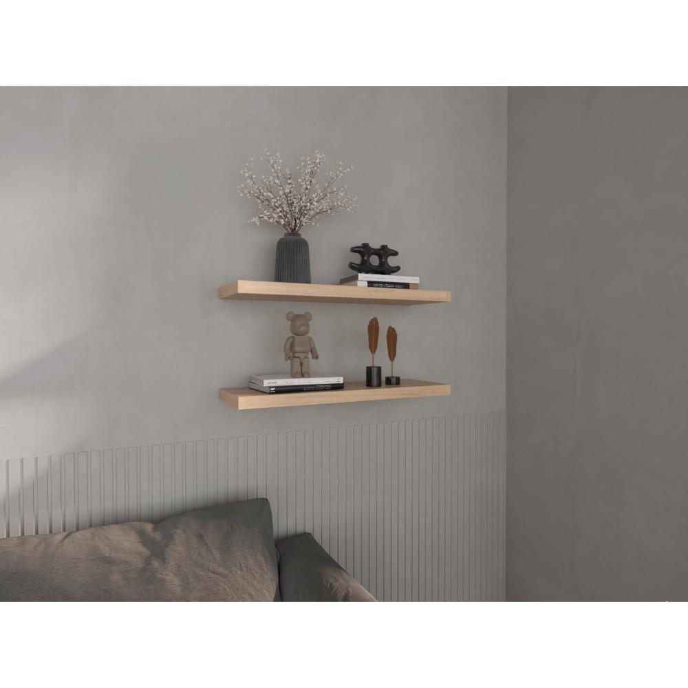 Repisa Flotante Maca X2, Beige, con Espacio para Ubicar Objetos ZF