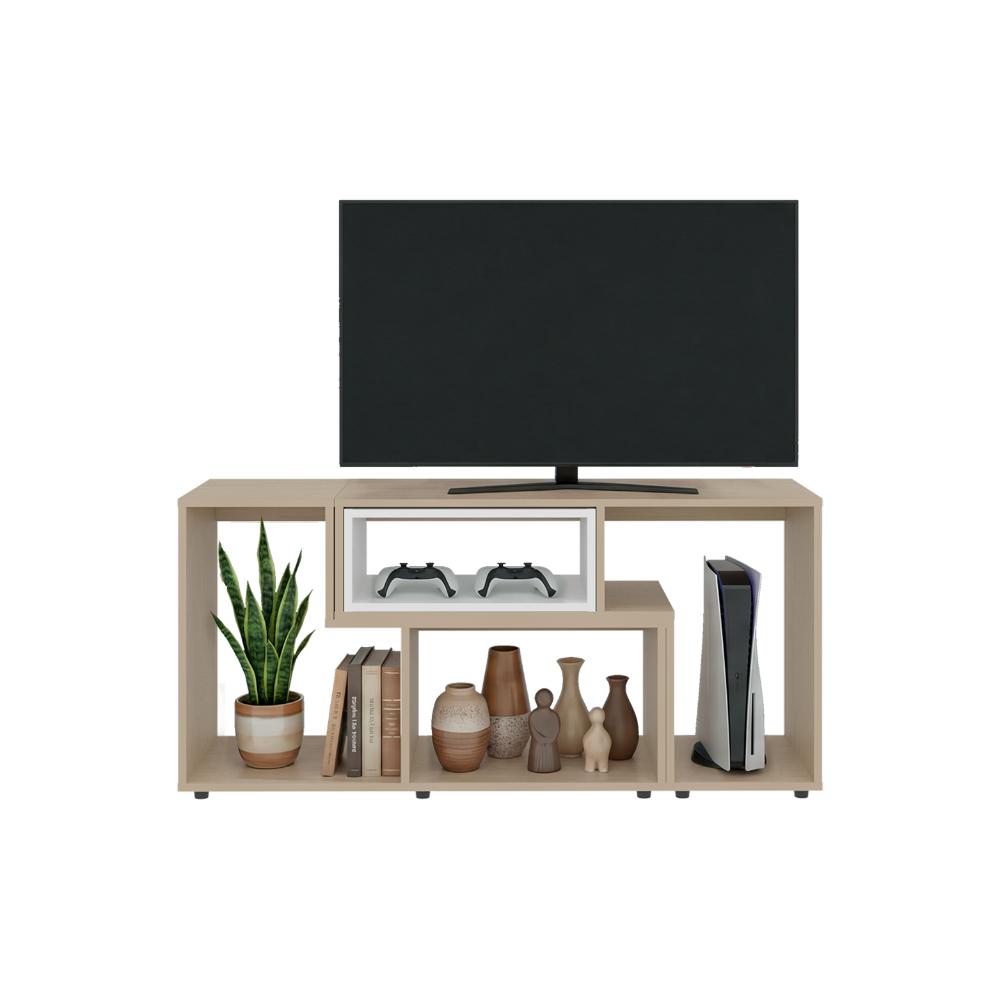 Mesa Para Tv Ascher, Cartagena y Blanco, con Espacio Para Televisor de 50 Pulgadas
