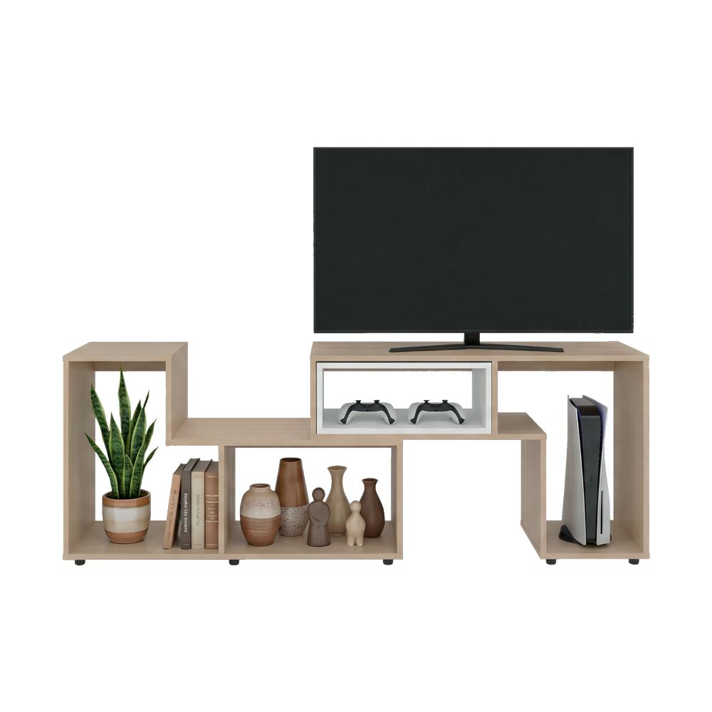 Mesa Para Tv Ascher, Cartagena y Blanco, con Espacio Para Televisor de 50 Pulgadas