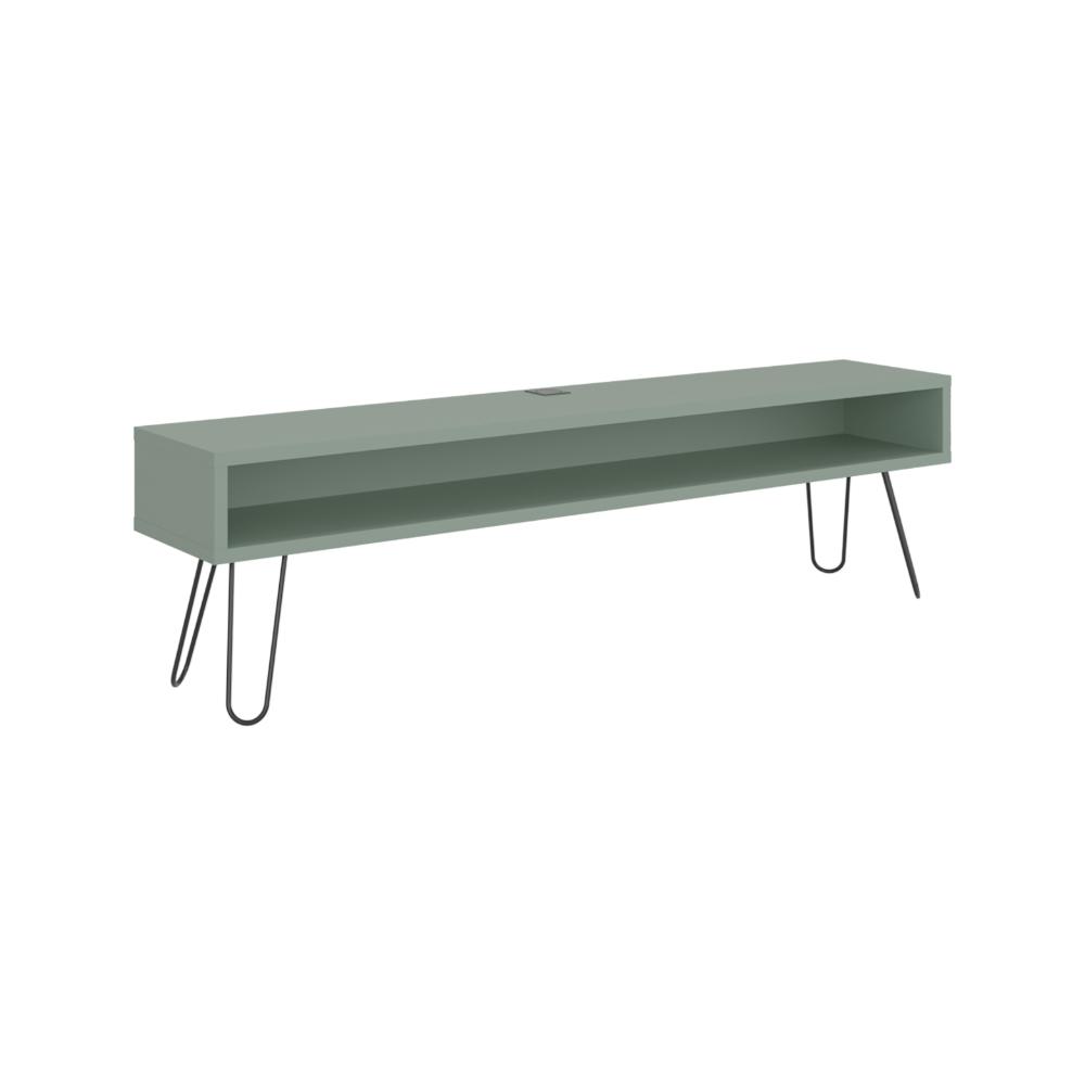 Mesa Para Tv Ralf, Agave, con patas metálicas y espacio de tv hasta 70 pulgadas
