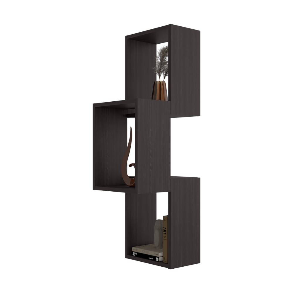 Repisa Pared Seyner, Wengue, Tres cubos con espacio para colocar objetos decorativos ZF