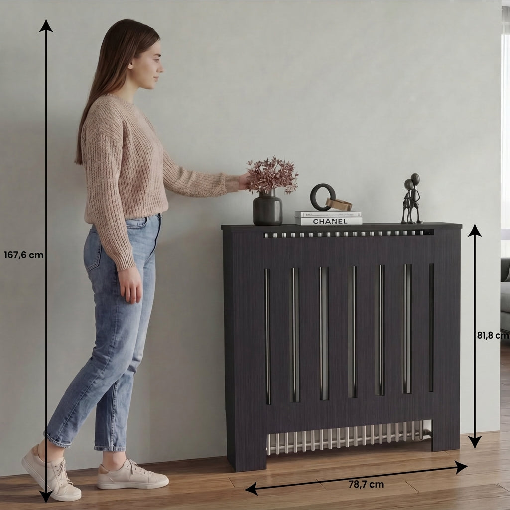 Cubierta para Radiador Linn, Wengue, cuenta con espacio para colocar objetos decorativos ZF