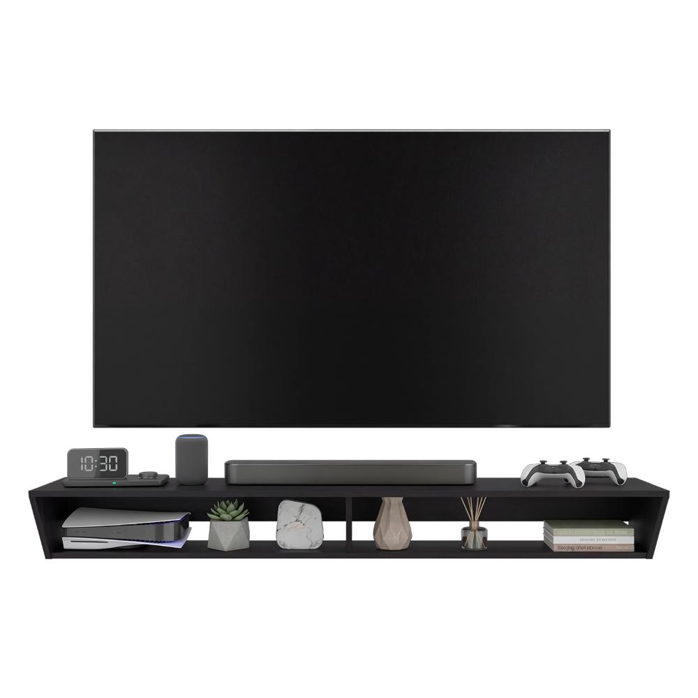 Mesa para TV Russel, Kronos Wengue, Flotante con Espacio para Ubicar Objetos ZF