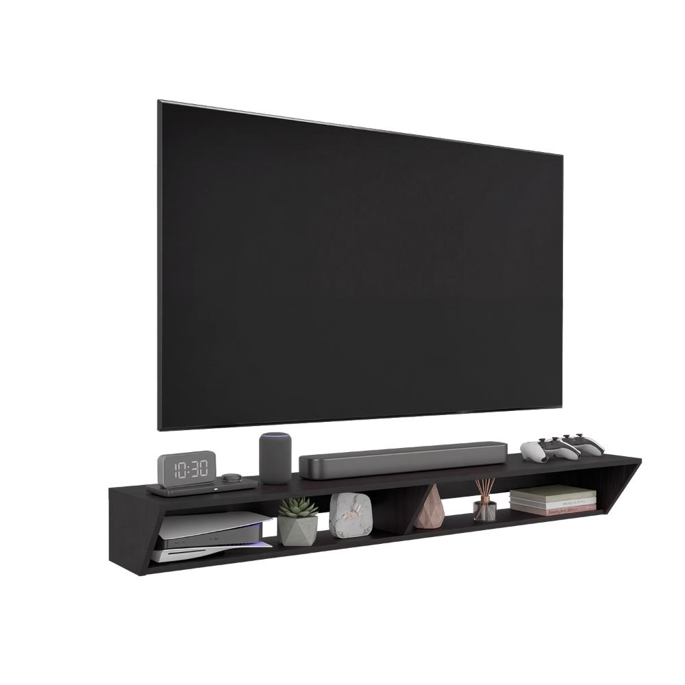 Mesa para TV Russel, Kronos Wengue, Flotante con Espacio para Ubicar Objetos ZF
