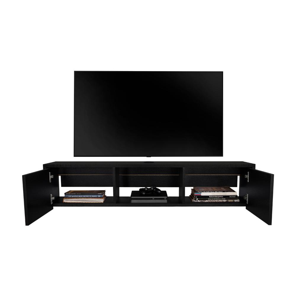 Mesa Para Tv Flotante Gleid, Wengue, con Dos Puertas Abatibles