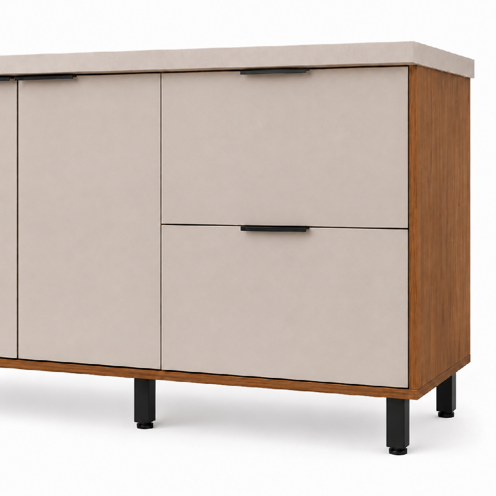 Cocina 120 cm Malta 3 Puertas 2 Cajones - Natural/Blanco Apagado