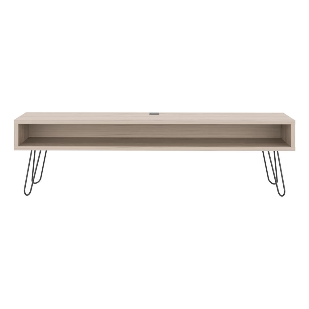 Mesa Para Tv Ralf, Humo, con patas metálicas y espacio de tv hasta 70 pulgadas
