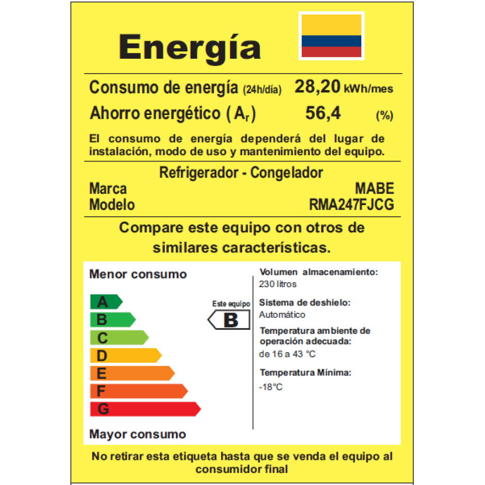 Nevera No Frost Mabe de 247 Litros Color Grafito