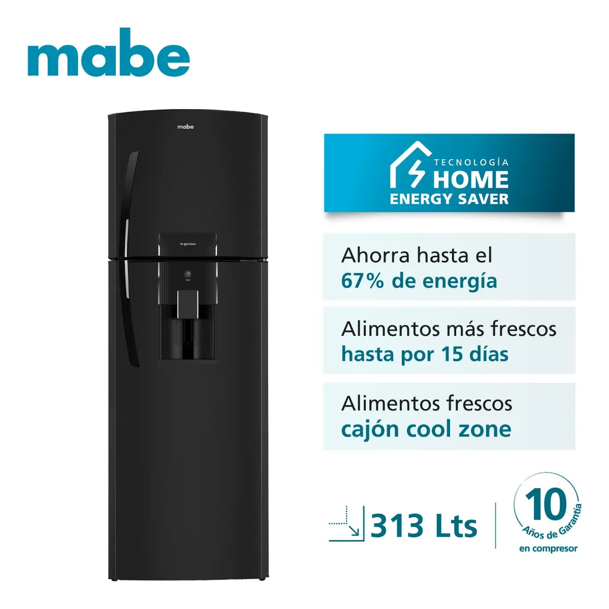 Nevera Mabe No Frost Congelador Superior 297 Litros, Gris