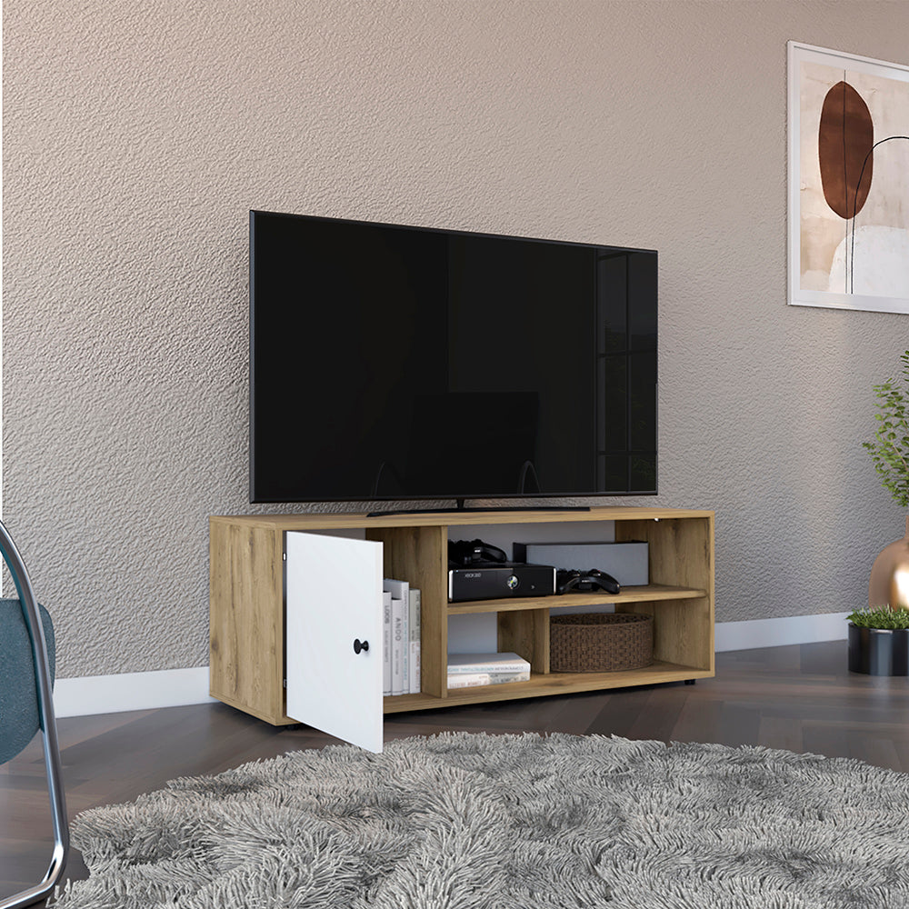 Mesa Para Tv Noah, Macadamia y Blanco Vainilla, para tv de hasta 55 pulgadas
