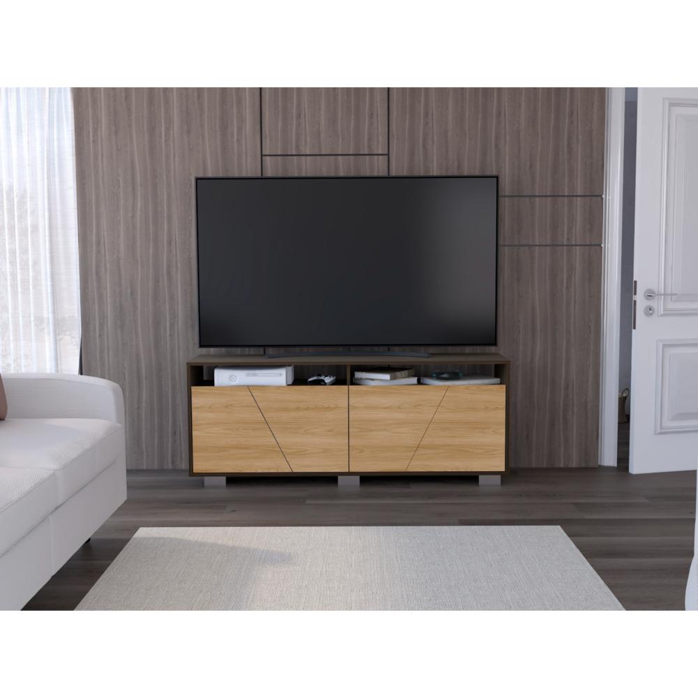 Mesa Para Tv Orus, Fresno Europeo y Nogal, con Espacio Para Televisor de 70 Pulgadas