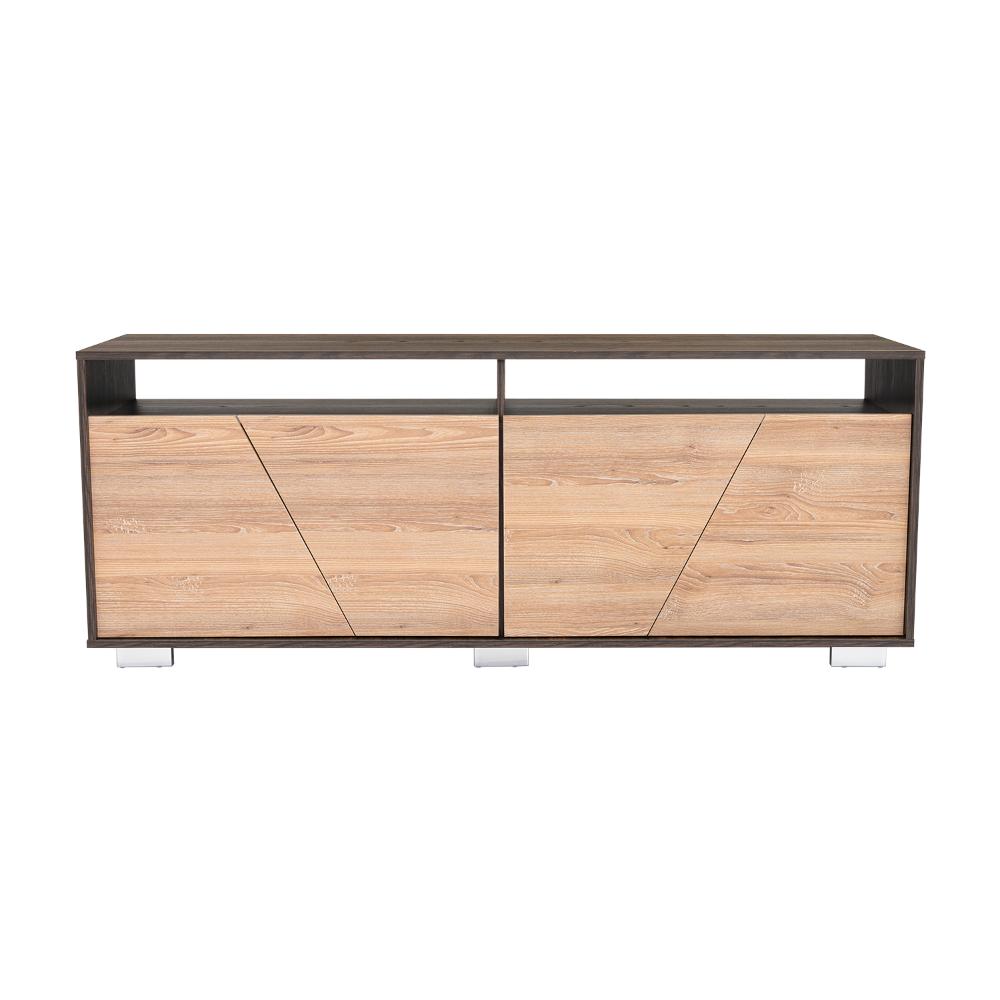 Mesa Para Tv Orus, Fresno Europeo y Nogal, con Espacio Para Televisor de 70 Pulgadas