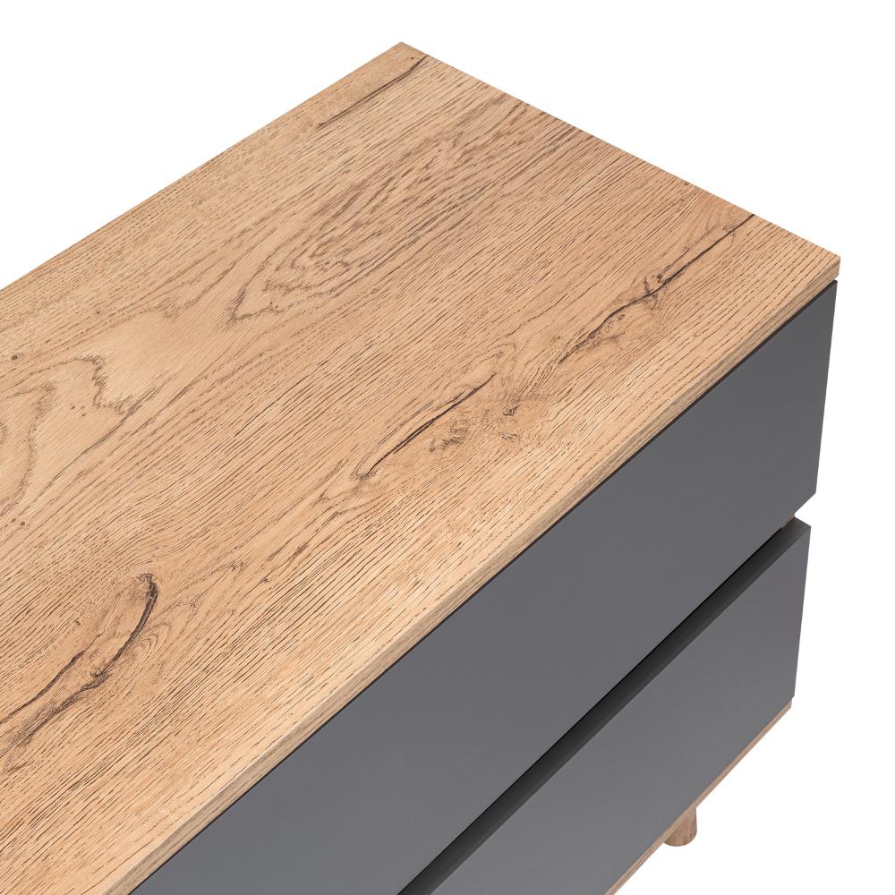 Mesa Para Tv Nashira, Fresno Europeo y Plata Oscuro, Con Espacio Para Televisor de Hasta 65 Pulgadas