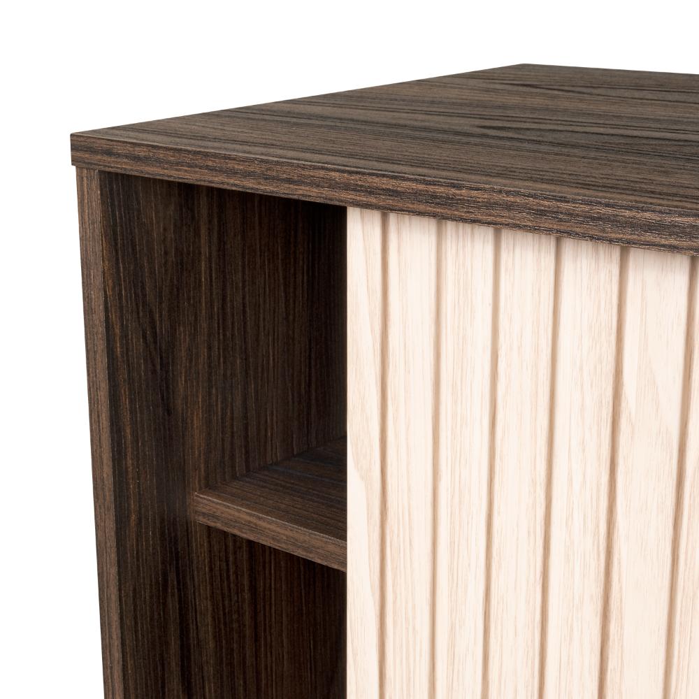 Mesa para TV Smith, Nogal Europeo y Roble Natural , con puerta corrediza