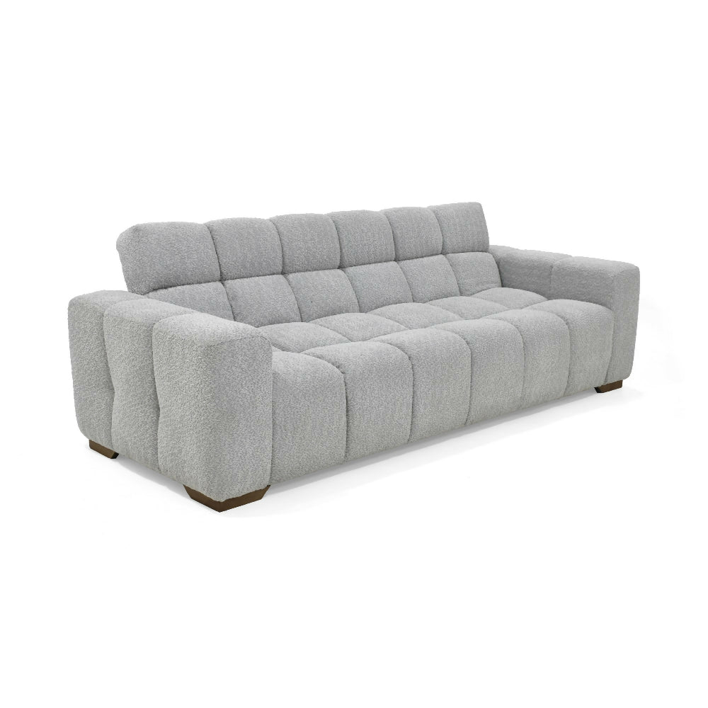 Sofa Cama Miami Reclinable 3 Posiciones 228x91x78 Tela Plata Matiz Caoba