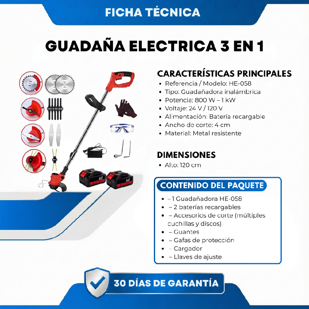 Guadaña Eléctrica 3 En 1 Cortadora De Césped Multifuncional Para Jardín Con Alta Potencia