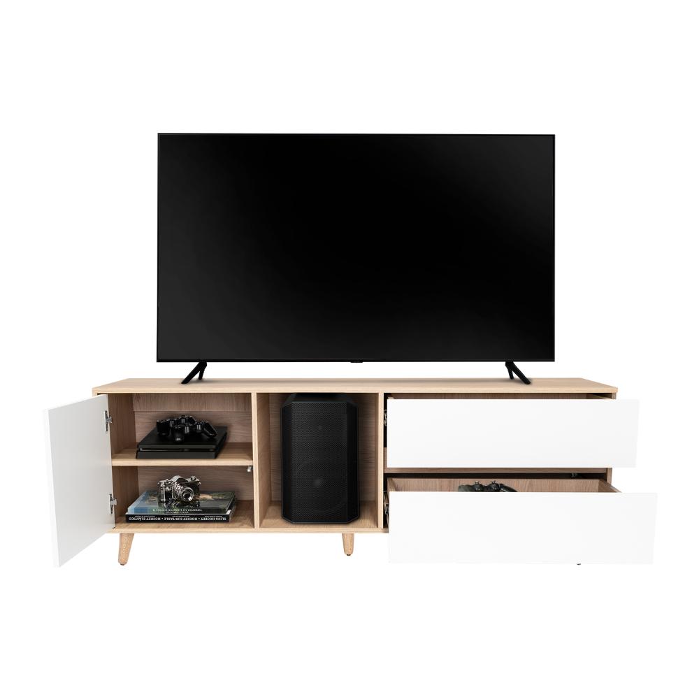 Mesa para TV Bored, Cartagena y Blanco, con Espacio para Televisor de hasta 60 Pulgadas