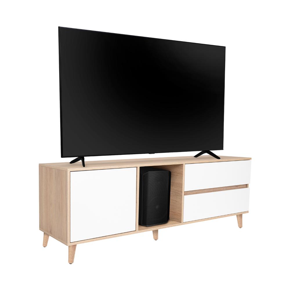 Mesa para TV Bored, Cartagena y Blanco, con Espacio para Televisor de hasta 60 Pulgadas