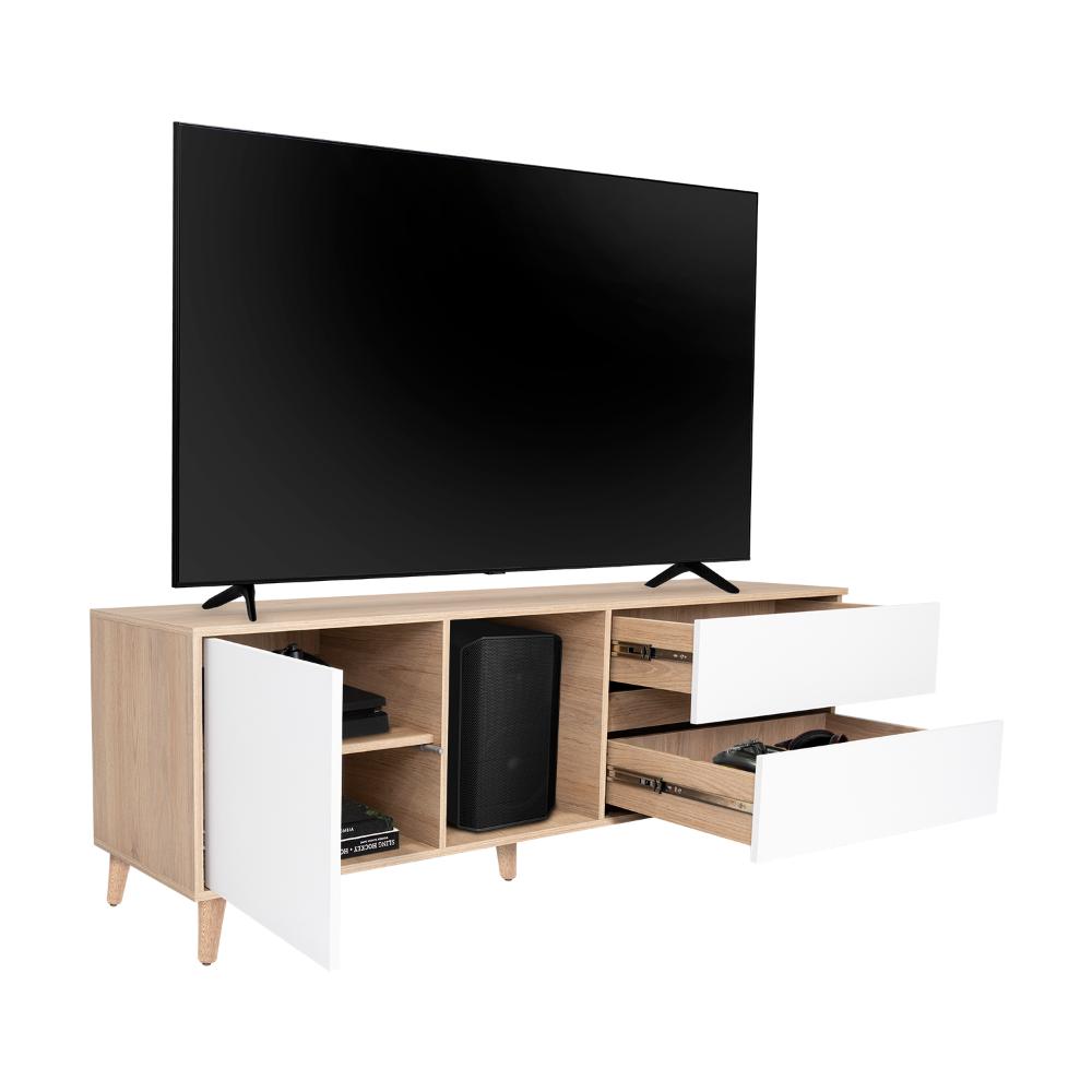 Mesa para TV Bored, Cartagena y Blanco, con Espacio para Televisor de hasta 60 Pulgadas