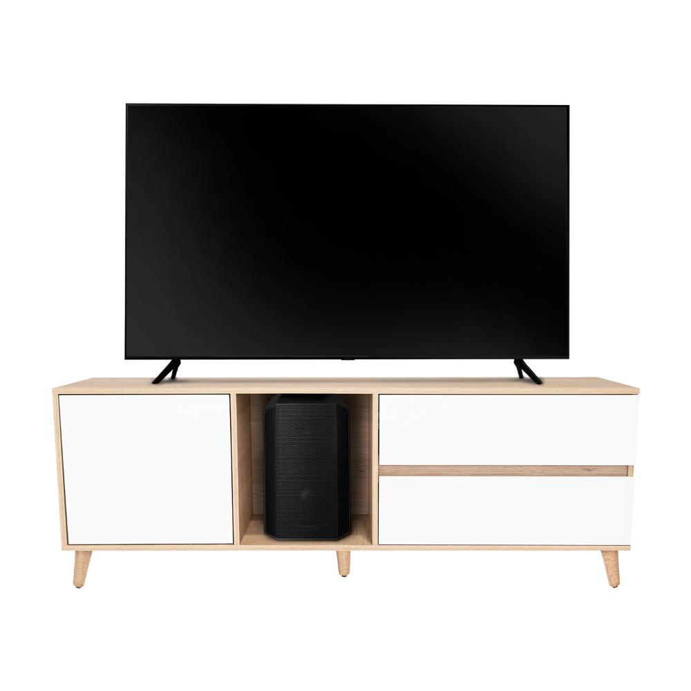 Mesa para TV Bored, Cartagena y Blanco, con Espacio para Televisor de hasta 60 Pulgadas