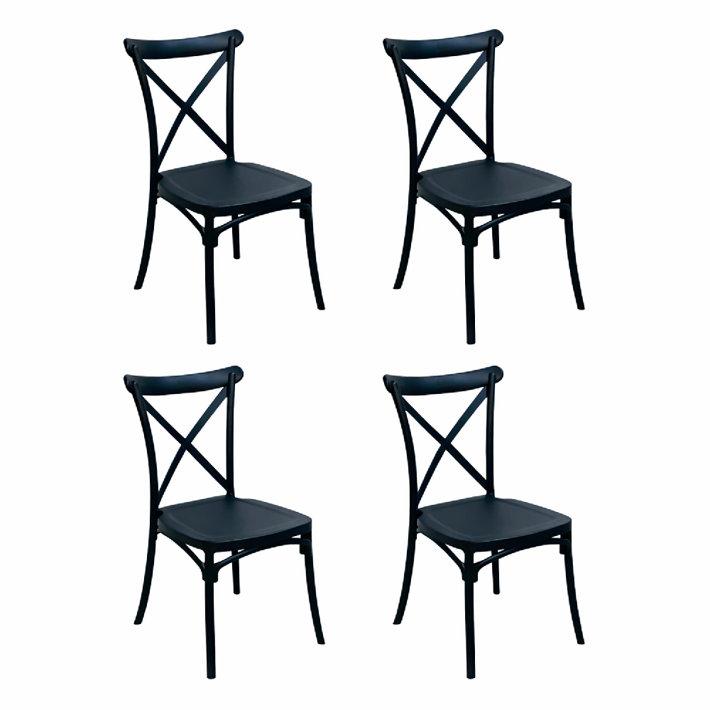 Comedor Redondo 74.5x80x80cm Amaretto + 4 Sillas Ibiza Negras